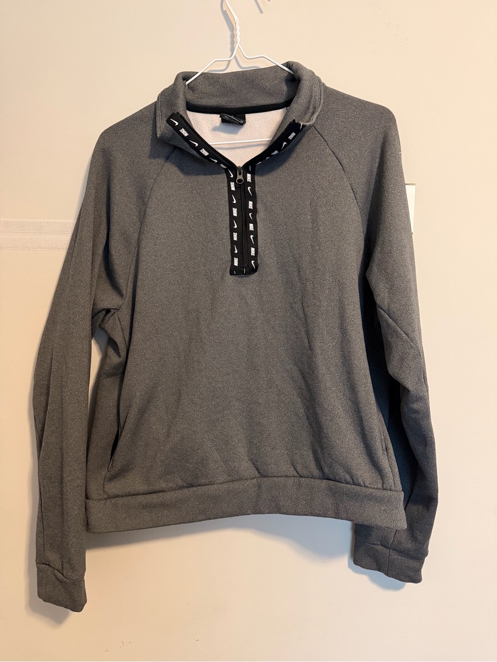 Nike Gray and Black Quarter-Zip Fleece Pullover